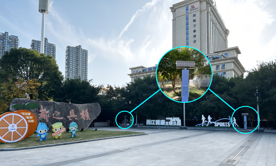 西江健康主題公園安裝使用智慧廣場舞系統，定向發聲，不擾民