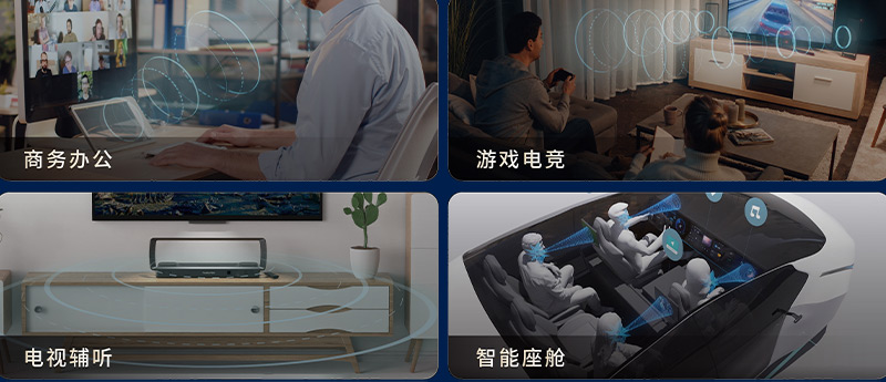 定向音響聚音屏技術已廣泛應用于  　　商務辦公、居家娛樂、老年人輔聽等場景
